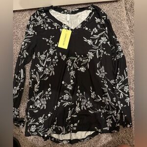 Floral Black & White snake skin Long Sleeve Top